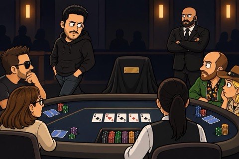 Mateos Went 13th, 13th, 13th, Then Won. Poker Masters Retires Seat 13.
