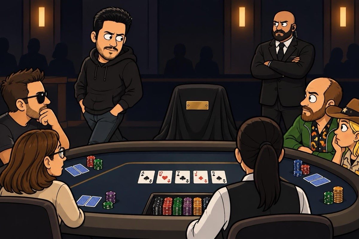 Mateos Went 13th, 13th, 13th, Then Won. Poker Masters Retires Seat 13.